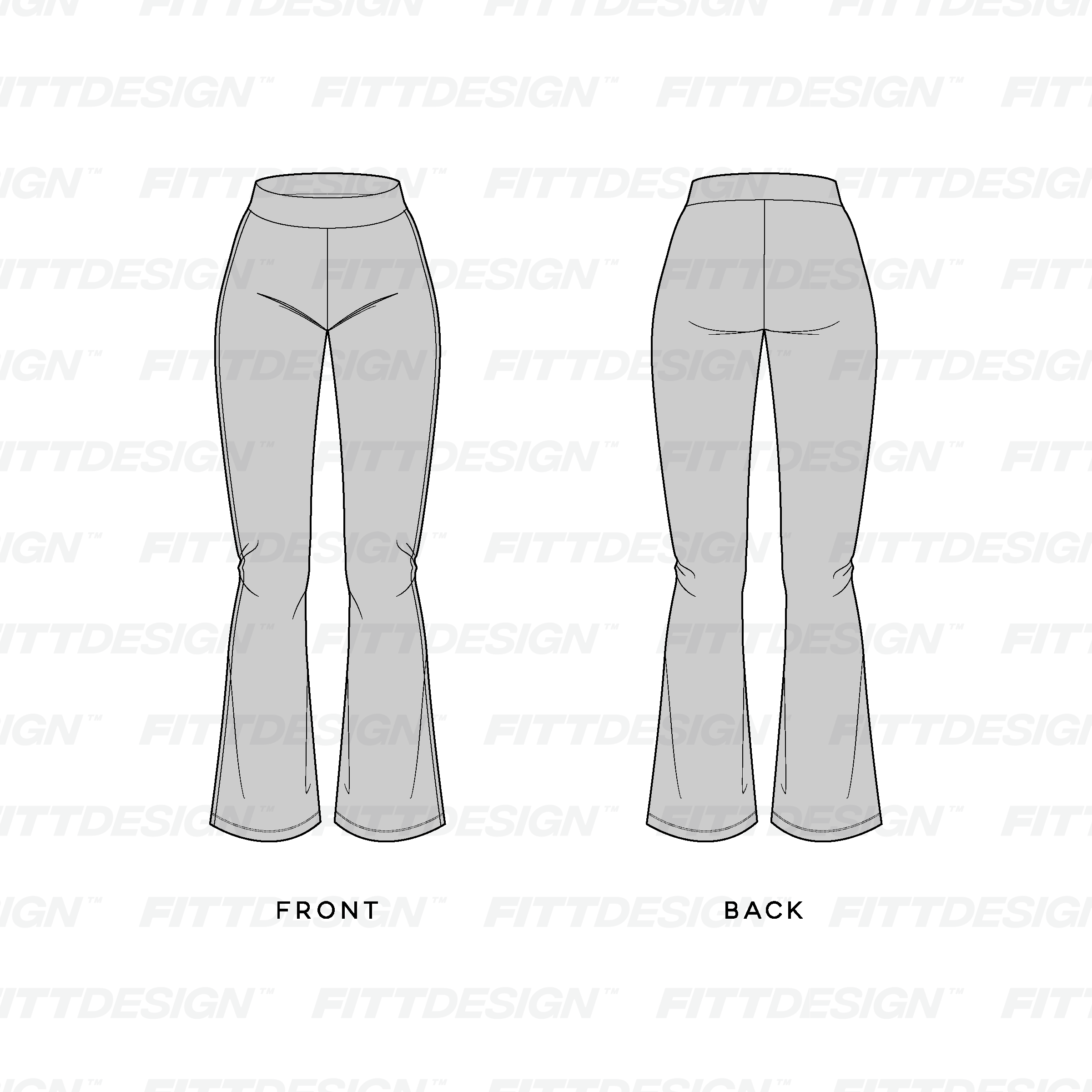 Ladies Flared Pants, TechPackTemplate