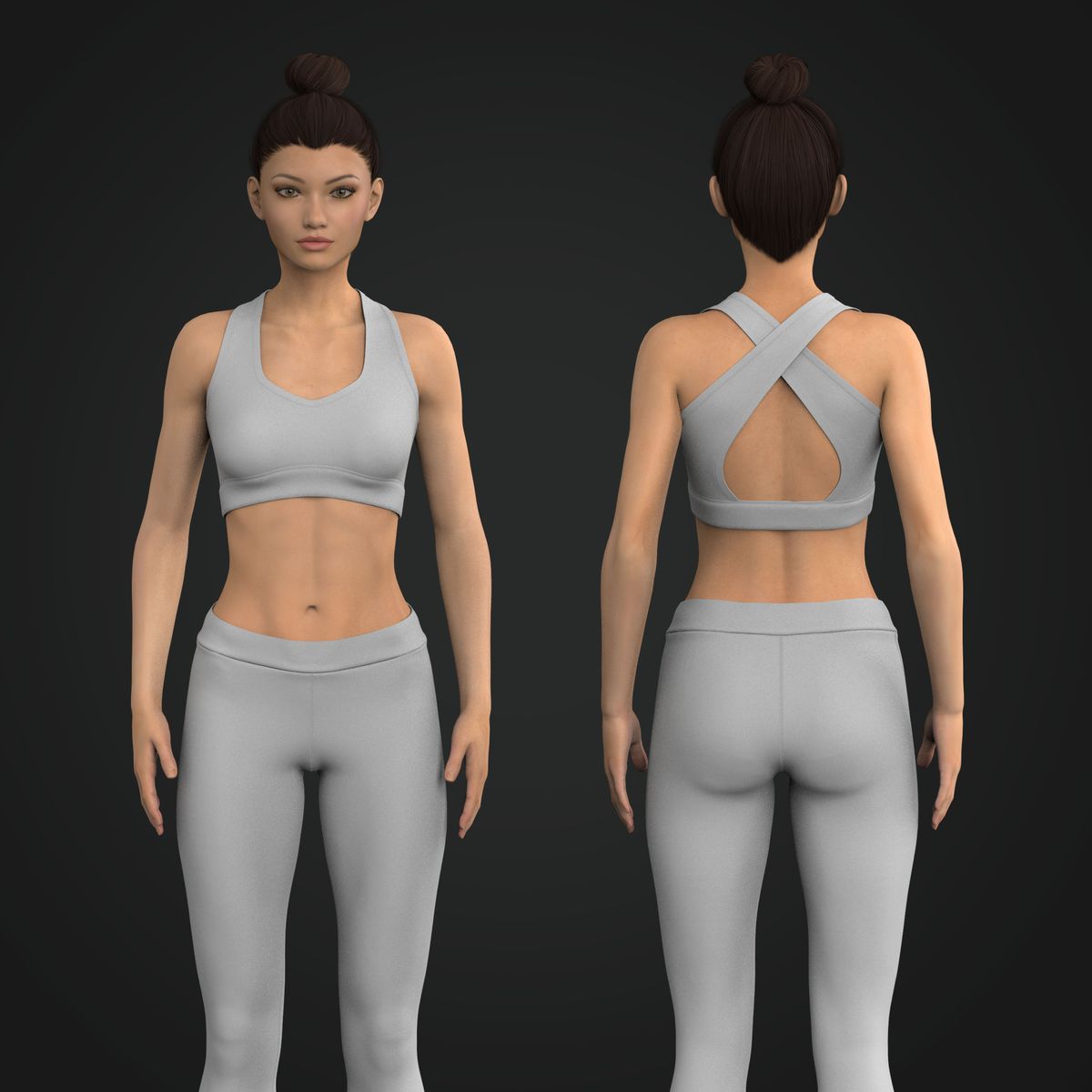 Ladies One Shoulder Side Cut Out Sports Bra - 3D Garment, 3DGarmentAsset