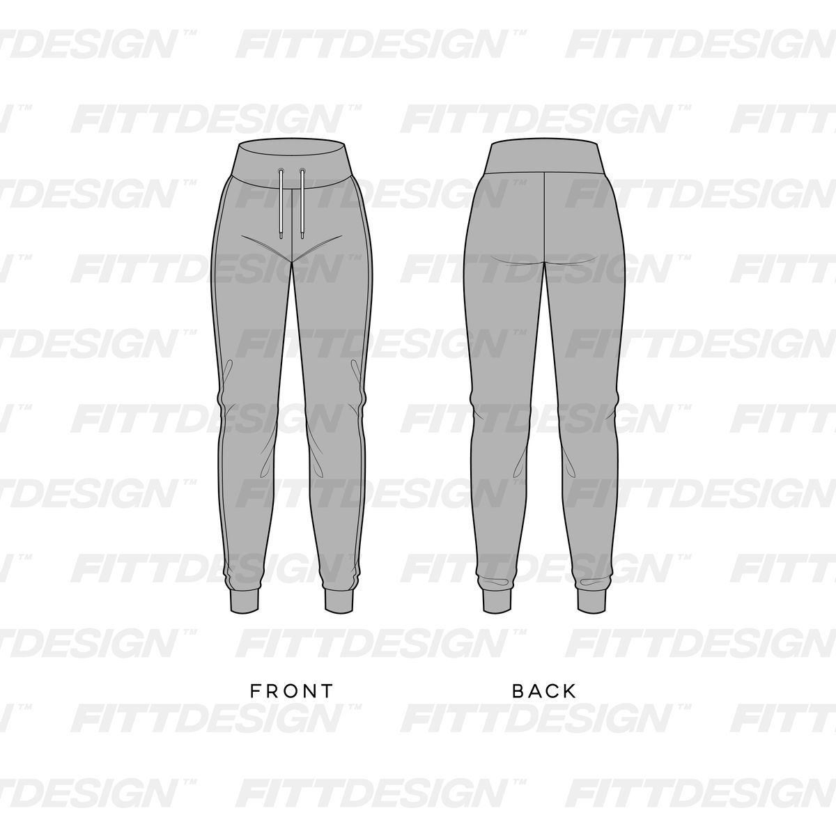 Ladies High Waisted Athletic Joggers Vector Template Mock Up & Tech ...