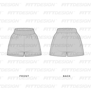 Ladies High Waisted Elasticated Performance Shorts Vector Template Mock ...