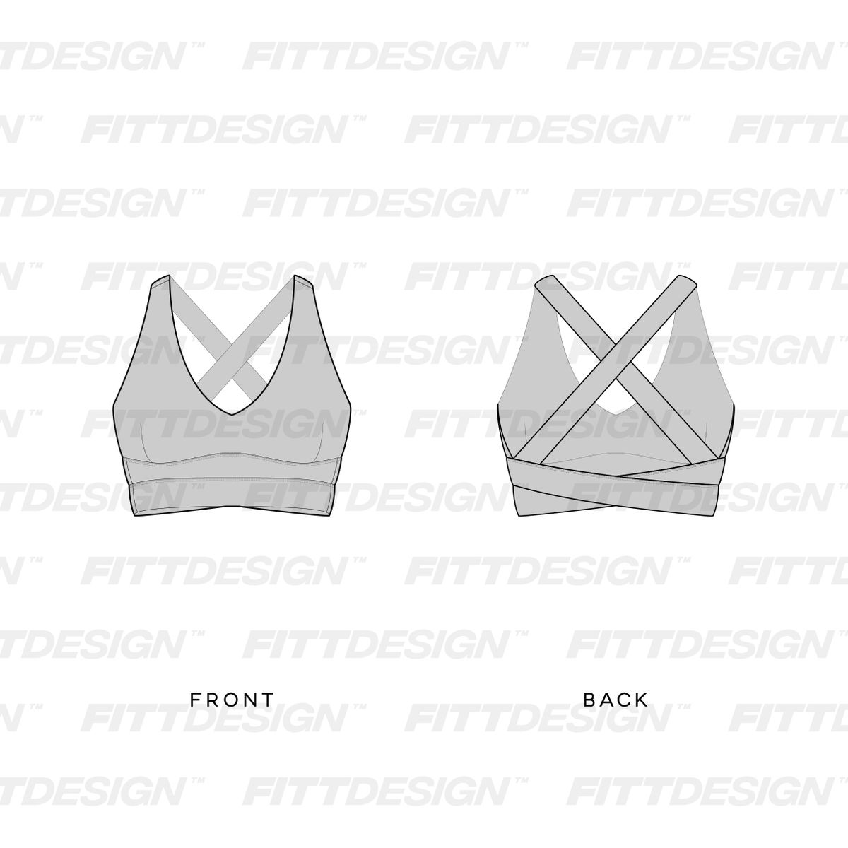 Ladies V-Shaped Opening Back Criss Cross Sports Bra | TechPackTemplate ...
