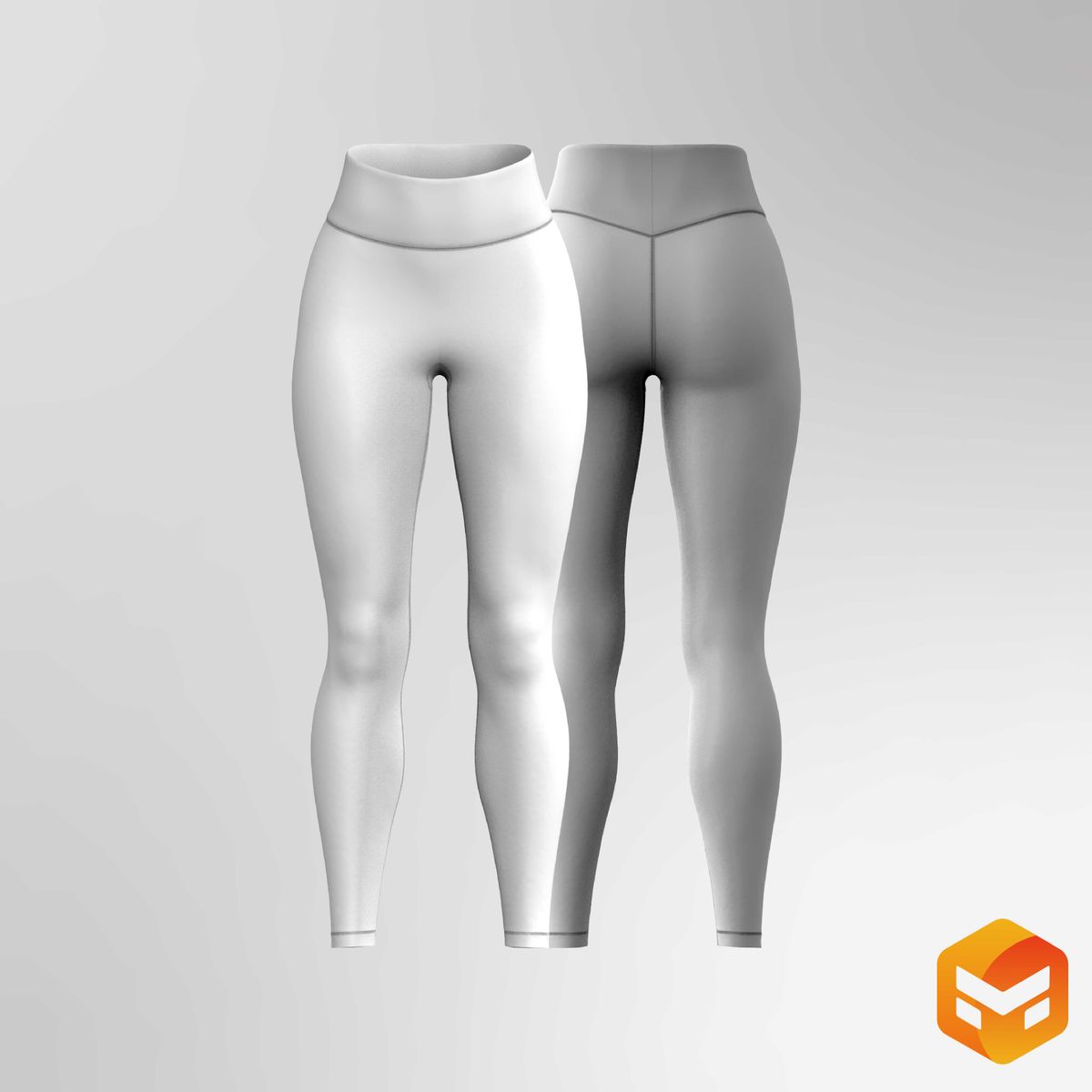 Ladies V-Shaped Waistband Leggings - 3D Garment, 3DGarmentAsset