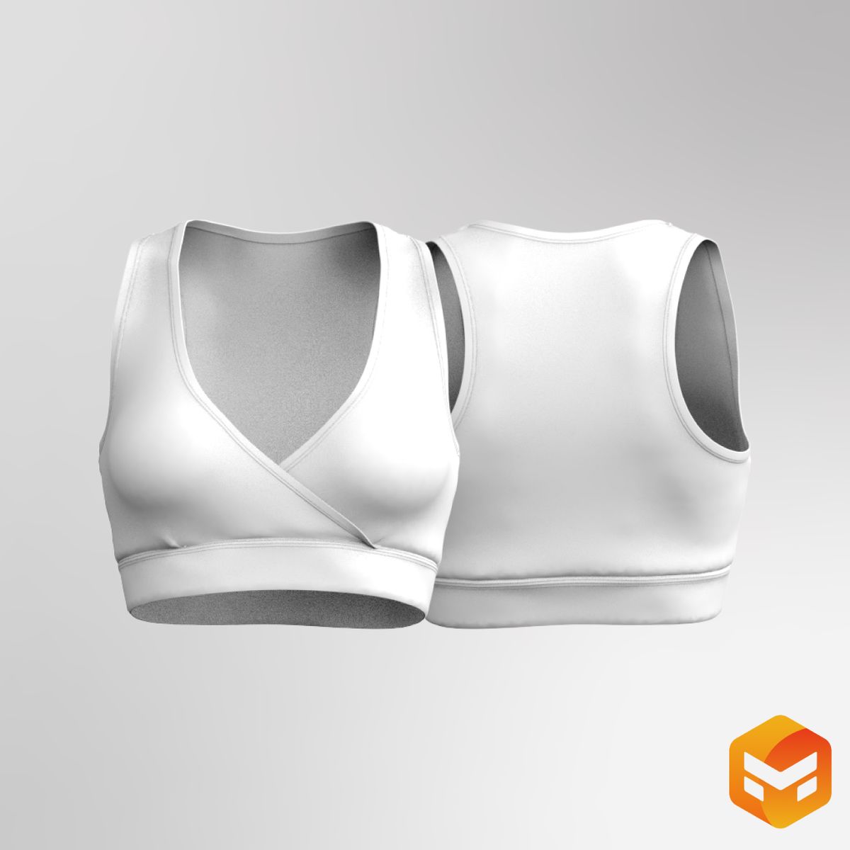 Ladies Wrap Neckline Sports Bra - 3D Garment | 3DGarmentAsset | FittDesign