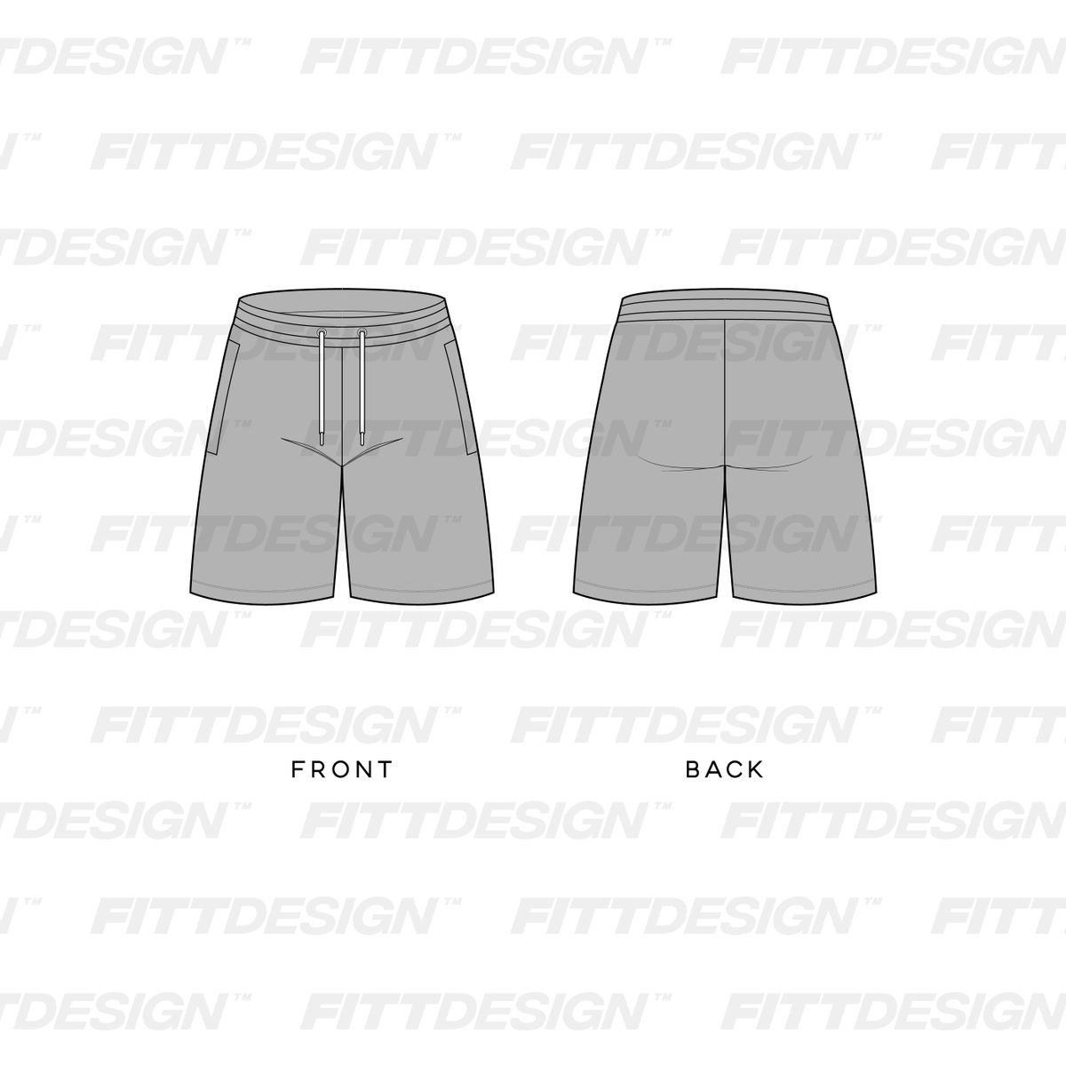 Mens 7 Inch Inseam Athletic Shorts, TechPackTemplate