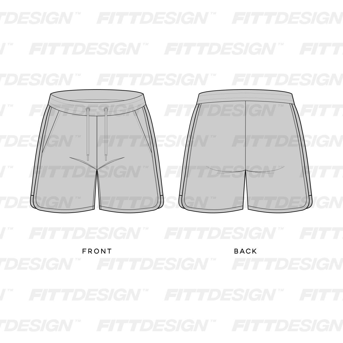 Mens Body Building Shorts | TechPackTemplate | FittDesign