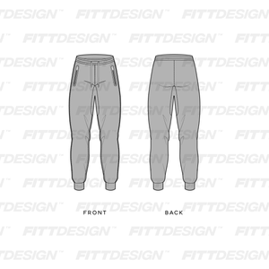 Mens Dropped Crotch Flat Seam Joggers | TechPackTemplate | FittDesign